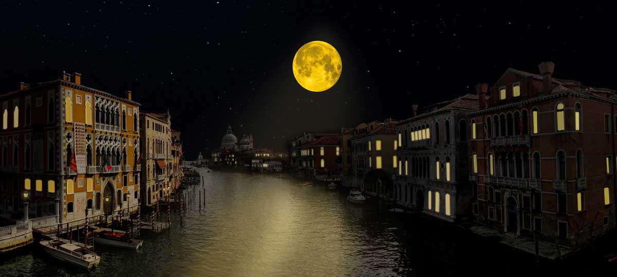 Moonrise over Grand Canal Venice italy